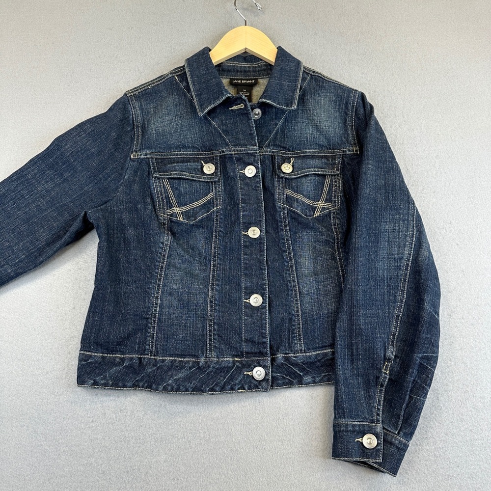 Lane Bryant Denim Jacket Womens 16 Blue Stretch Trucker Classic Casual
